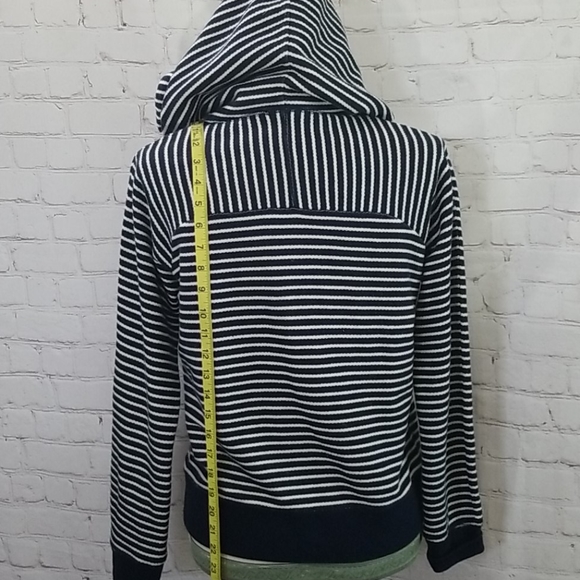 J. Crew Blue And White Striped Hooded Pullover - Picture 2 of 4